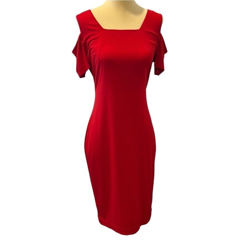 CALVIN KLEIN | red cold shoulder sheath dress 6